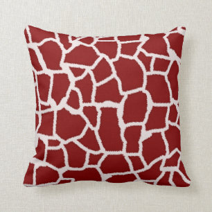 Coussin Poster de animal de la girafe rouge foncé