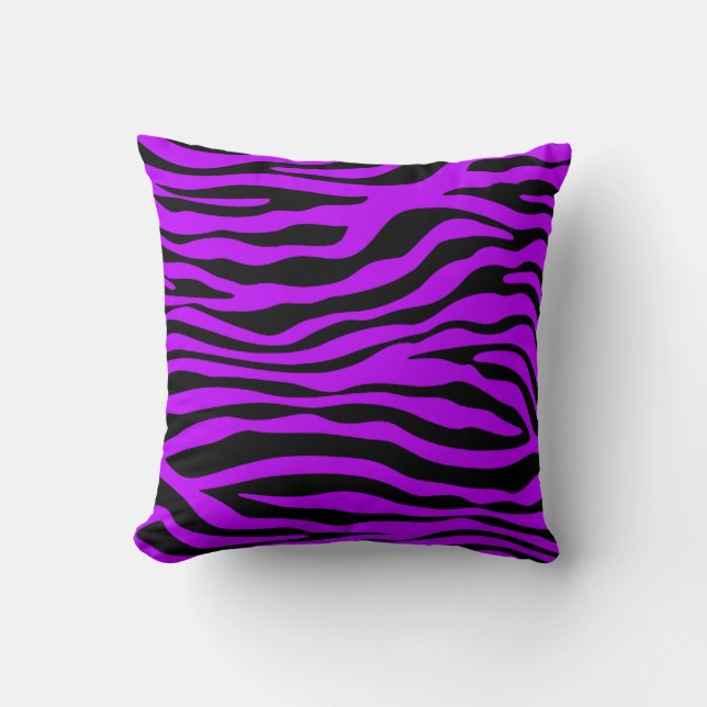 Coussin Poster de animal de rayures de zèbre violet électr (Recto)
