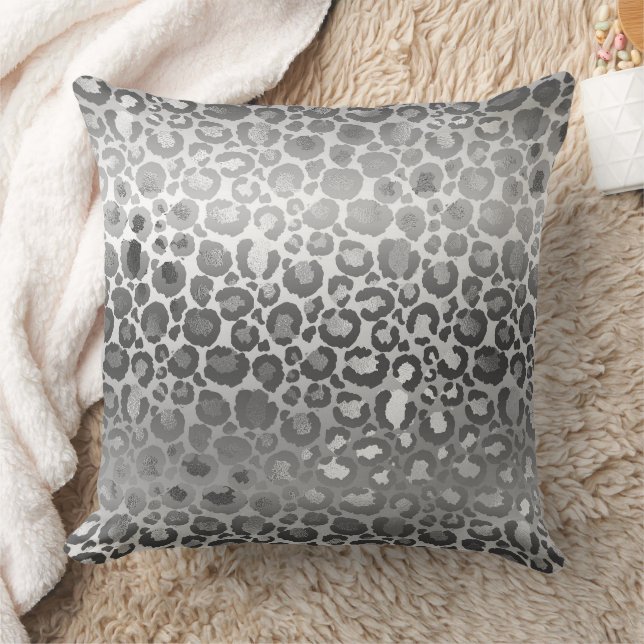 Coussin Poster de animal Léopard argenté et blanc Ombre (Couverture)