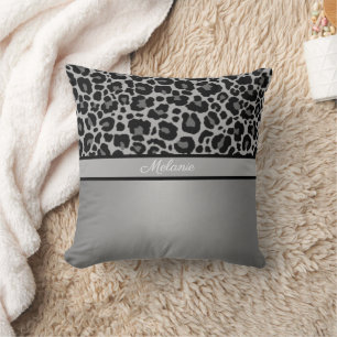 Coussin Poster de animal léopard Cheetah Silver Grey