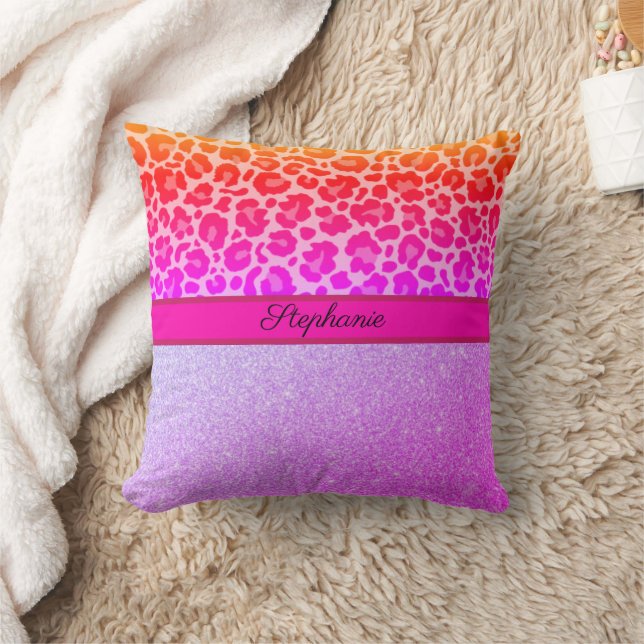 Coussin Poster de animal léopard rose Parties scintillant  (Couverture)