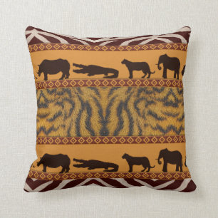 Coussin Poster de animal Motif de Tigres d'Afrique tribale