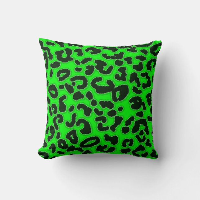 Coussin Poster de animal Motif Leopard vert électrique (Recto)