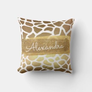 Coussin Poster de animal or et blanc avec Parties scintill