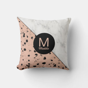 Coussin Poster de animal or rose avec Monogramme