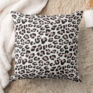 Coussin Poster de animal Rose Léopard Spots Rose noir Moti