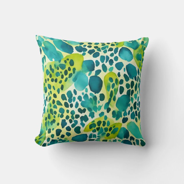 Coussin Poster de animal Turquoise bleu vert Empreinte de  (Recto)