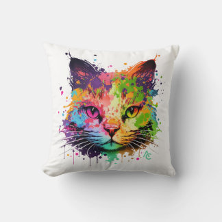 Coussin Poster de chat en écaille d'encre de Neon Graffiti