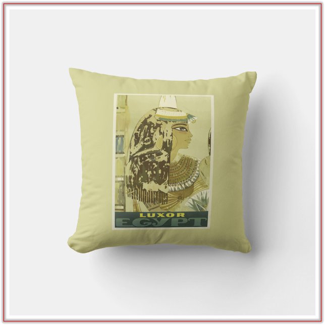 Coussin Poster de voyage en Egypte Beige vintage (Créateur téléchargé)