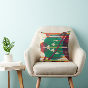 Coussin Poster de Voyage Espace Rétro - Système Solaire Gr