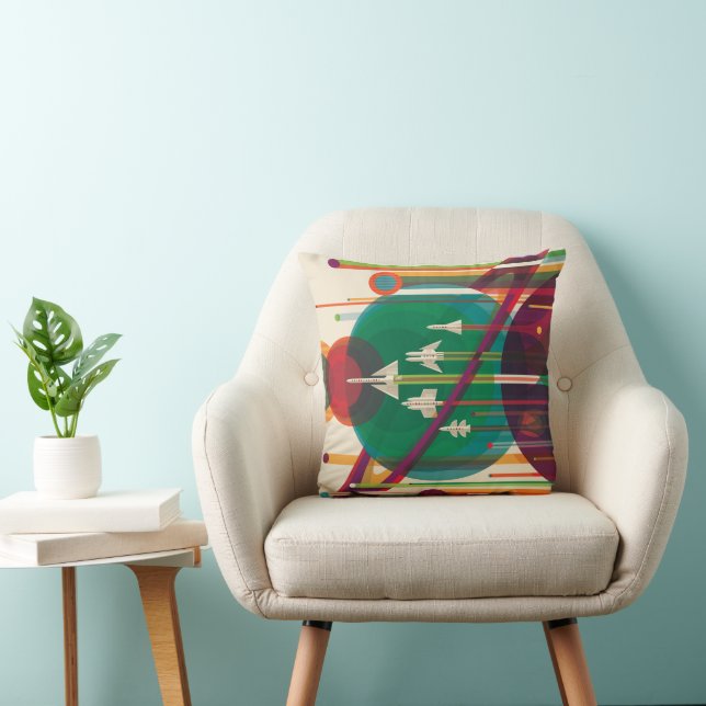 Coussin Poster de Voyage Espace Rétro - Système Solaire Gr (Chaise)