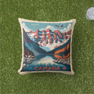 Coussin Poster de voyage sur mesure Monogramme Canada