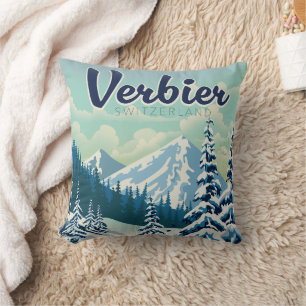 Coussin Poster de voyage Verbier Suisse