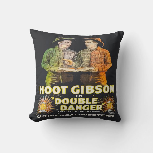 Coussin Poster du film Western Cowboy vintage (Recto)