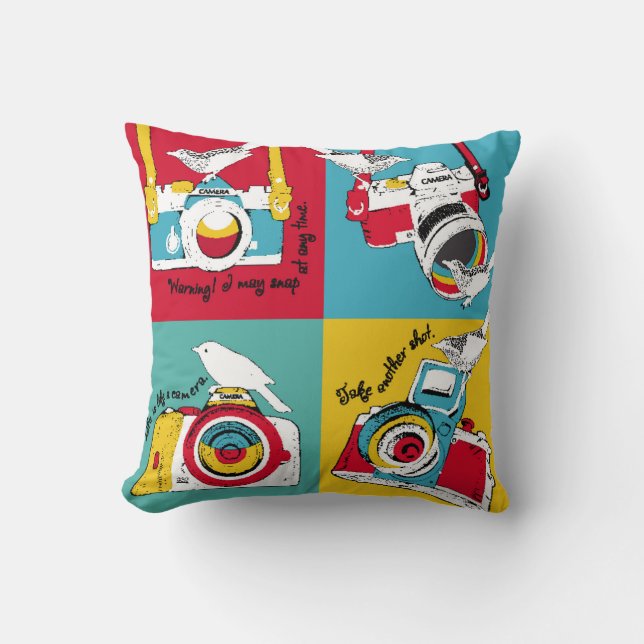 Coussin Poster lumineux dans le style pop art avec image o (Recto)