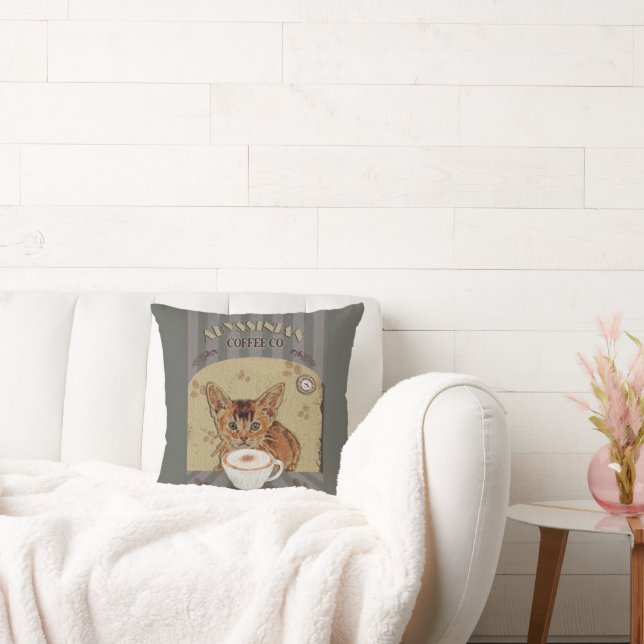 Coussin Poster vintage Abyssinian Cat Cat Capurrrccino (Canapé)