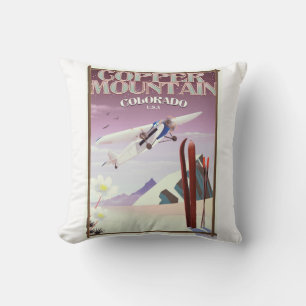 Coussin Poster vintage de cuivre du Colorado de montagne