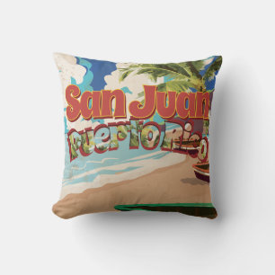 Coussin Poster Vintage voyage de San Juan Porto Rico