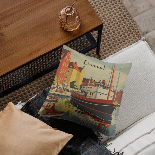 Coussin Poster Vintage voyage du Danemark (Créateur téléchargé)