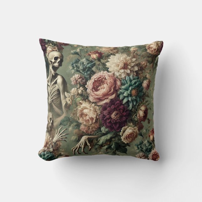 Coussin Posthumous Heartache - Gothique Floral Design (Recto)