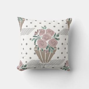 Coussin Pot à fleurs florales vintage rétro