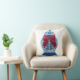 Coussin Pot à gingembre bleu de Noël