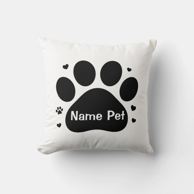 Coussin Pot de chien personnalisé Nom de l'animal de compa (Recto)
