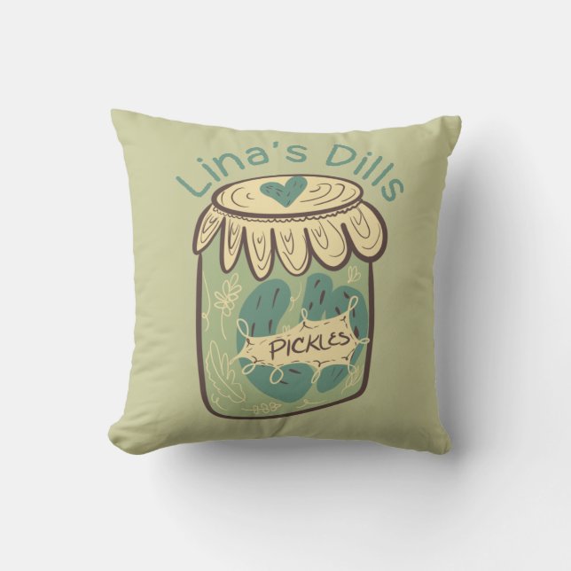 Coussin Pot de pickles amusant Dill Green Amateur de nourr (Recto)