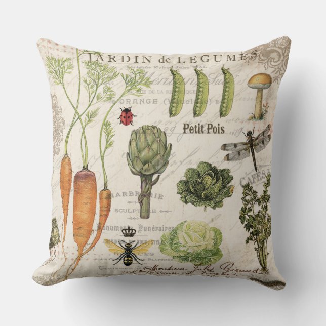 Coussin potager français vintage moderne (Recto)