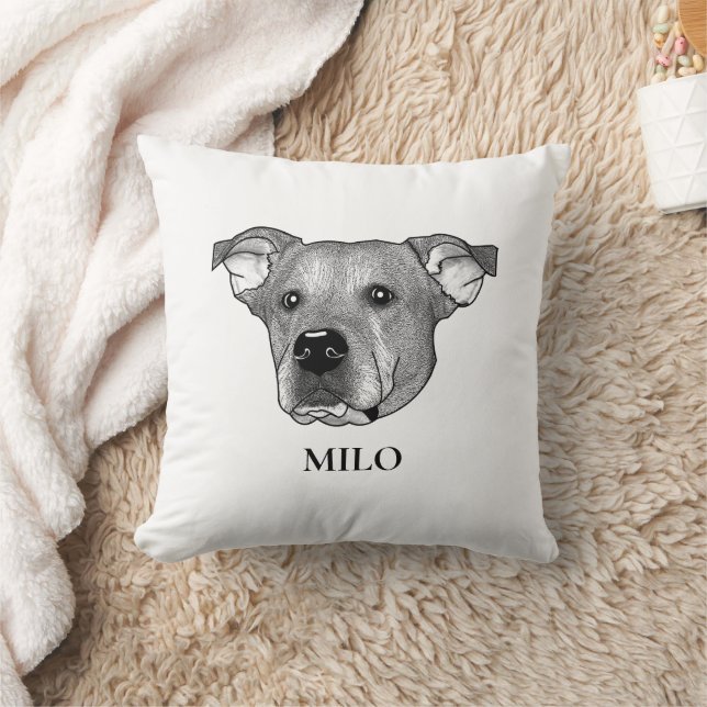 Coussin Potcake Chien Dessin Personnalisé À La Main (Couverture)