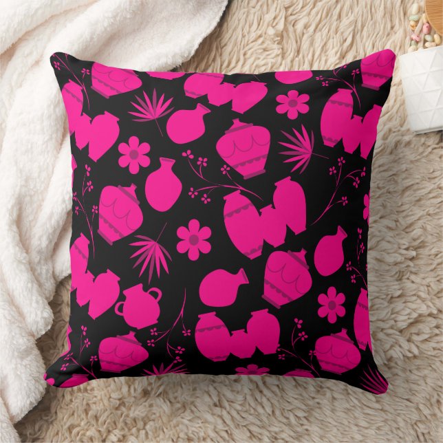 Coussin poteries argile céramique pots artiste motif flora (Couverture)