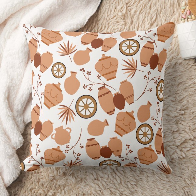 Coussin poteries argile céramique pots artiste motif flora (Couverture)