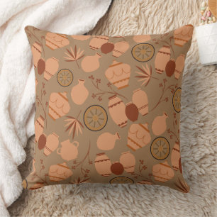 Coussin poteries argile céramique pots artiste motif flora