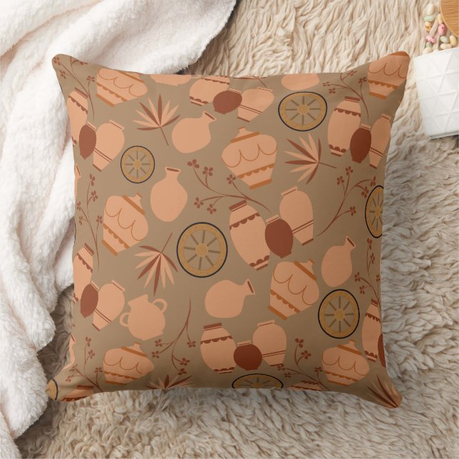Coussin poteries argile céramique pots artiste motif flora (Couverture)
