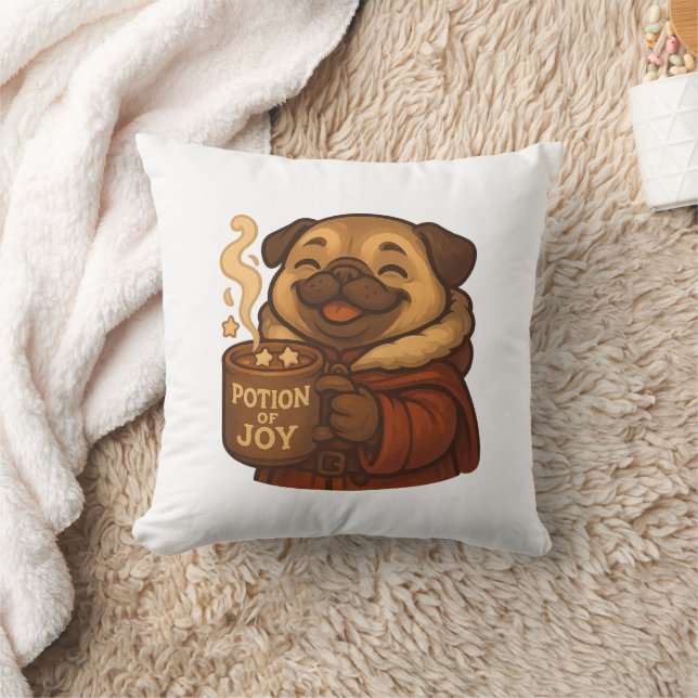 Coussin Potion of Joy Pug Pillow | Cute Cozy Christmas Dog (Couverture)
