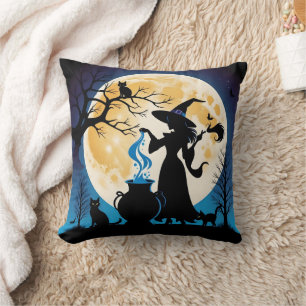 Coussin Potions de sorcières sur Halloween la nuit