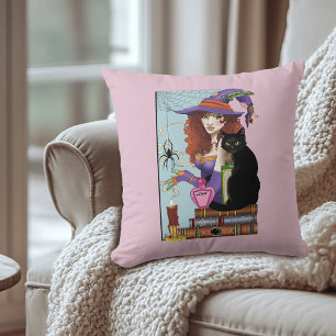 Coussin Potions sorcières des bottes de chat