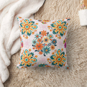 Coussin Pots à fleurs multicolores Motif - Rose