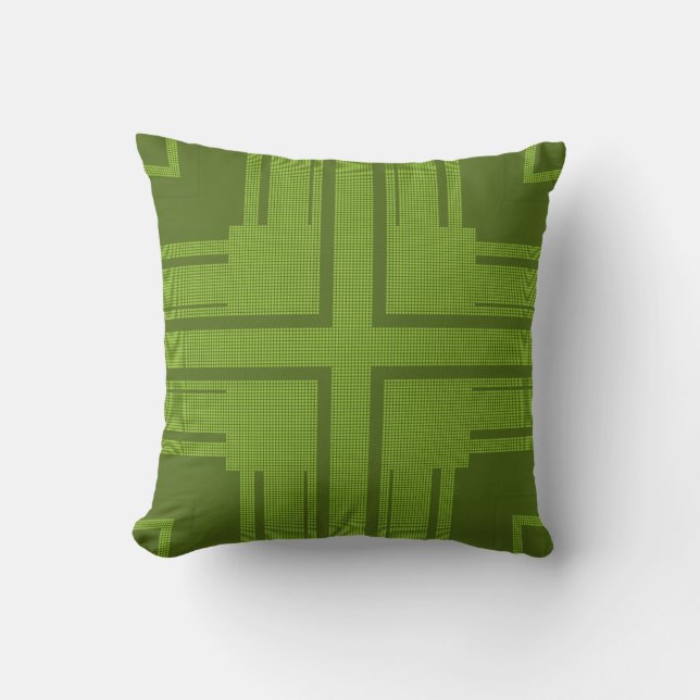 Coussin Pots verts Rayures Art rétro Design Abstrait (Recto)