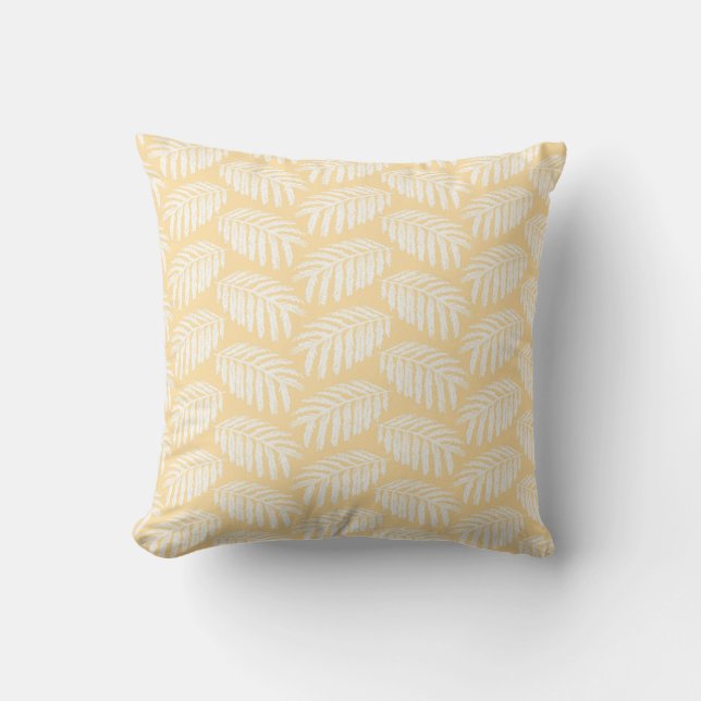 Coussin Pouf ottoman Feuille Tropical jaune (Recto)