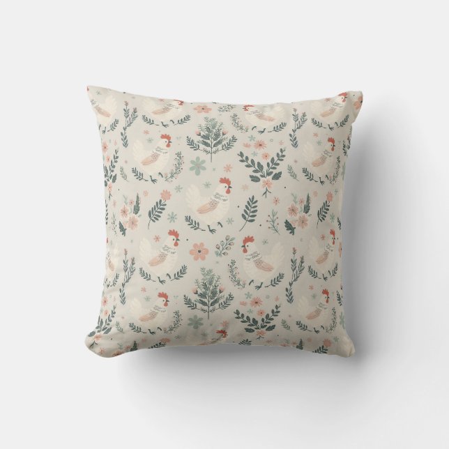 Coussin Poule dans le jardin (Recto)