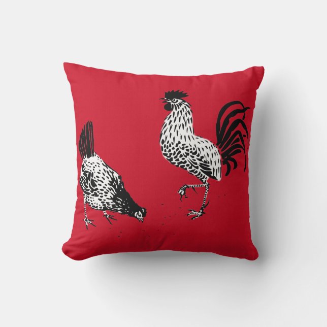 Coussin Poule et coq (Recto)