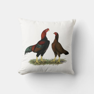 Coussin Poules Aseel Black Red
