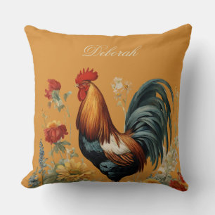 Coussin Poulet de Ferme Rustique Nom personnalisé