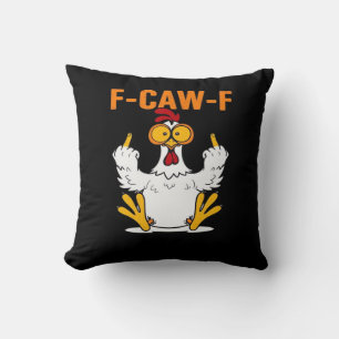 Coussin Poulet drôle aux doigts F-Caw-F