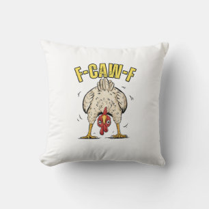 Coussin Poulet Drôle F-Caw-F Coq Poulette de Campagne