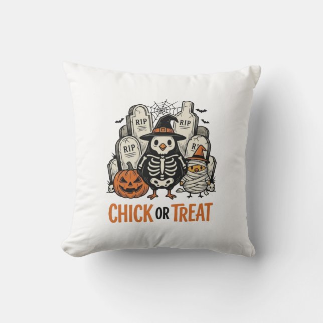 Coussin Poulet drôle ou traiter Graphique de poulet Hallow (Recto)