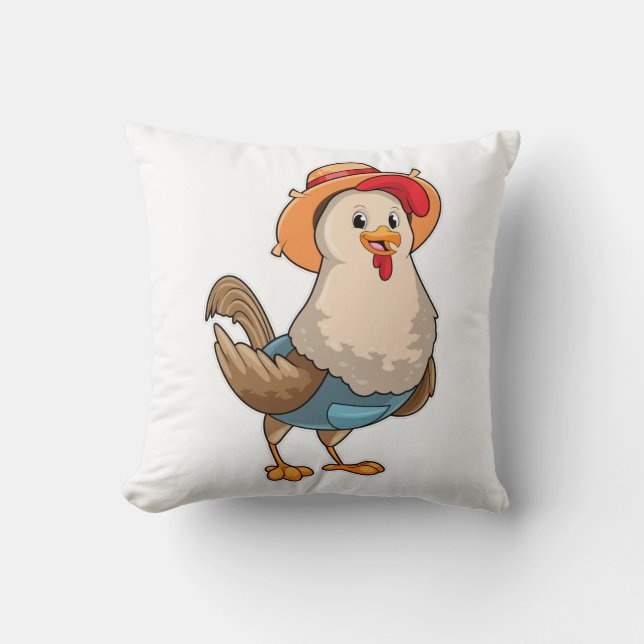 Coussin Poulet en fermier avec Casquette (Recto)