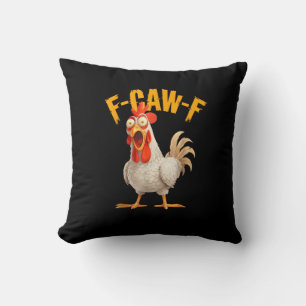 Coussin Poulet F-Awk-F drôle F-Caw-F Coq Pun Rétro Vi