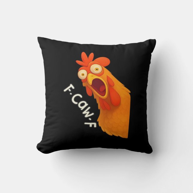 Coussin Poulet F-Caw-F Rétro Classique (Recto)